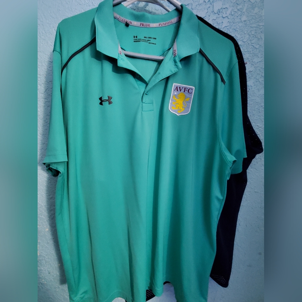 ASTON VILLA Football Club Adidas Polo Shirt English Premier Mens Size 2XL Fitted